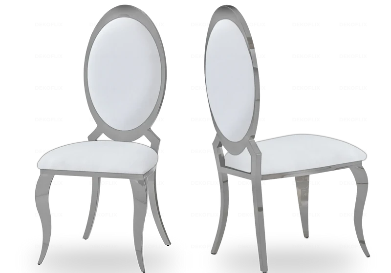 Table verre noir et 4 chaises médaillon argent – Bobo