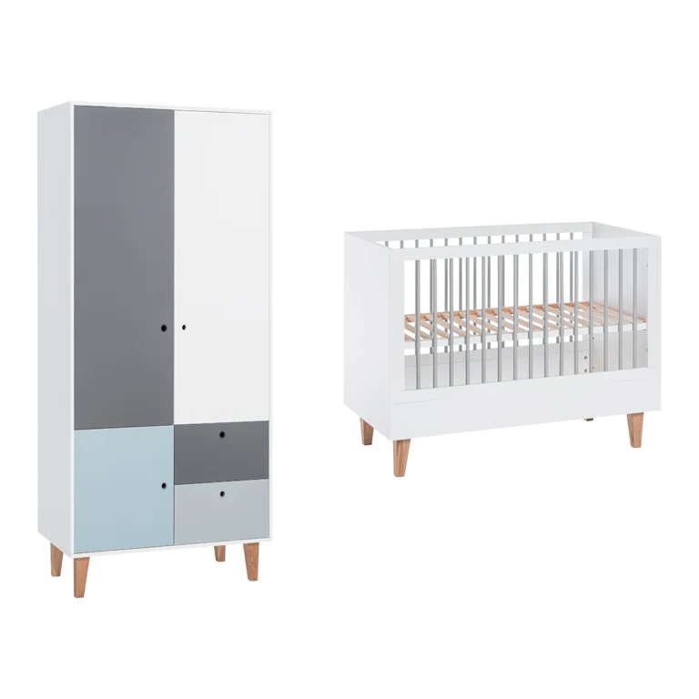 Lit bébé et Armoire Vox Concept Bleu