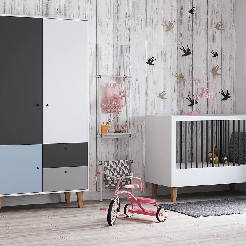 Lit bébé et Armoire Vox Concept Bleu