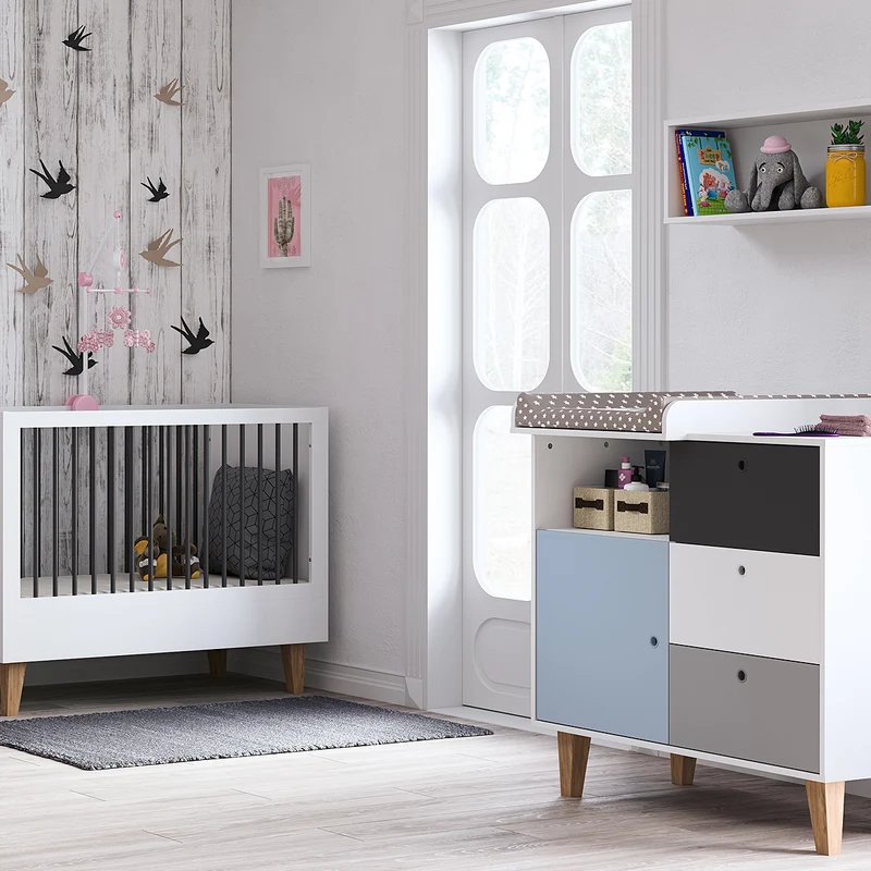 Lit bébé et Commode à langer Vox Concept Bleu