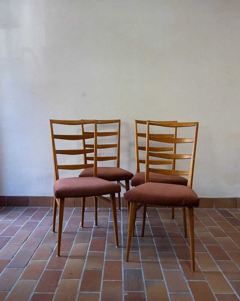 Alma, le lot de 4 chaises au tissu terracotta N°1799