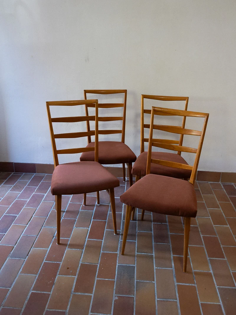 Alma, le lot de 4 chaises au tissu terracotta N°1799