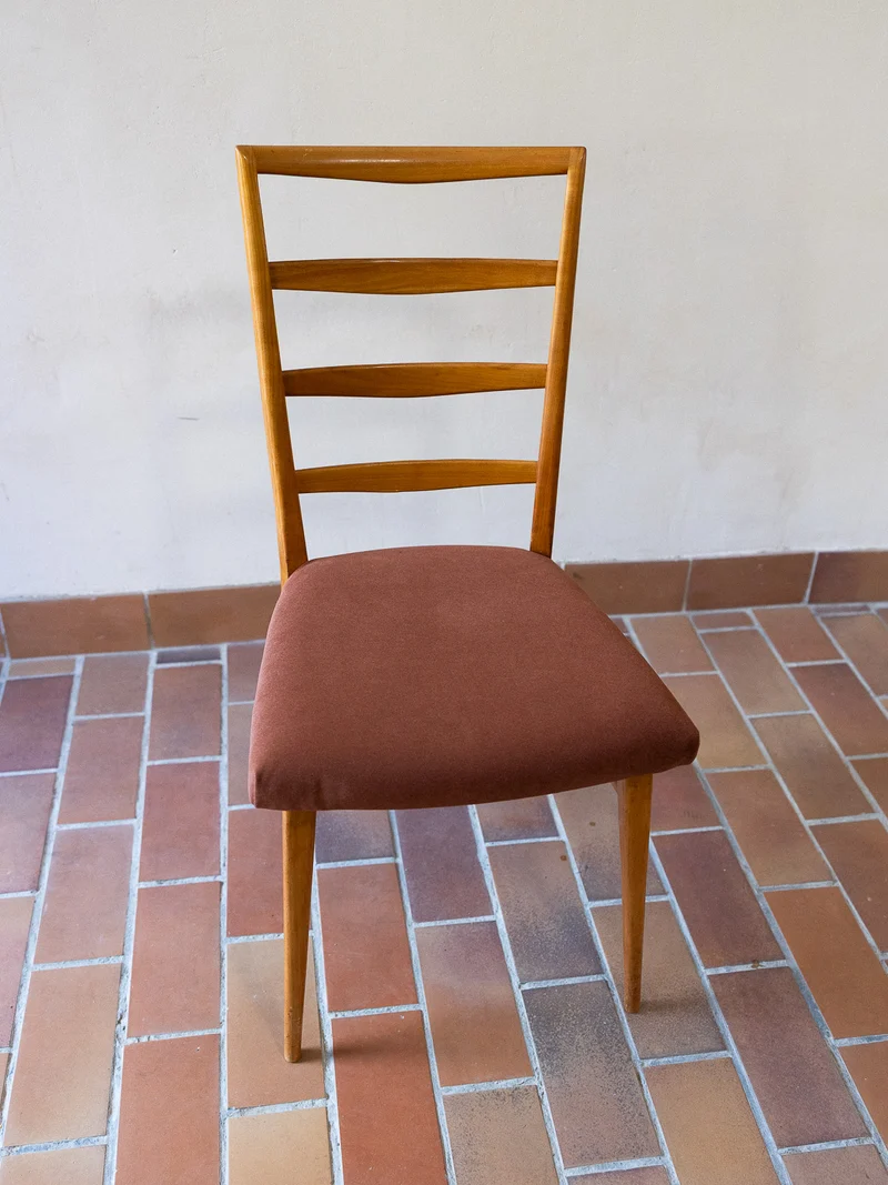 Alma, le lot de 4 chaises au tissu terracotta N°1799