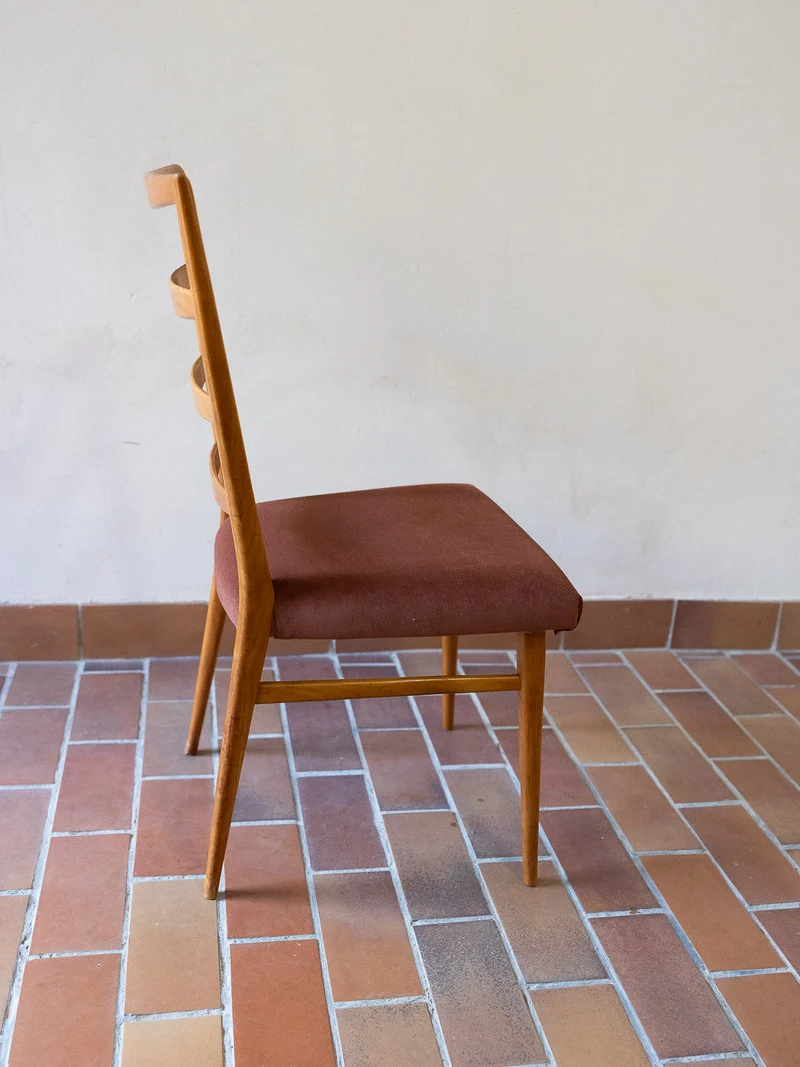 Alma, le lot de 4 chaises au tissu terracotta N°1799
