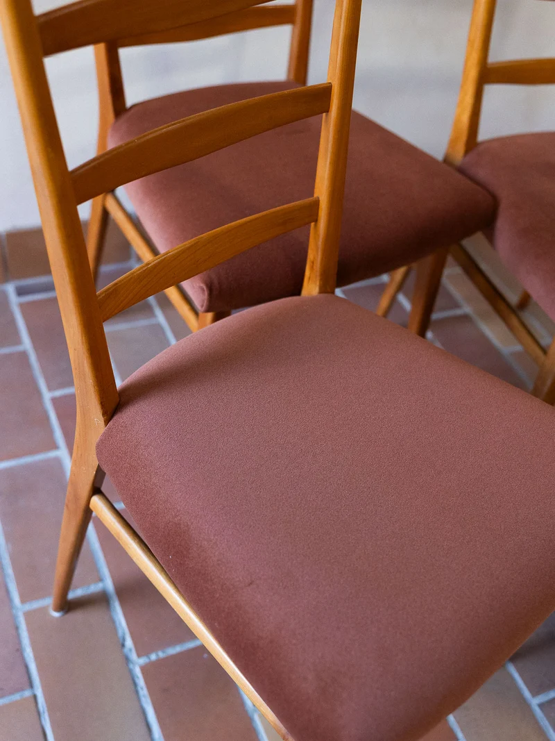 Alma, le lot de 4 chaises au tissu terracotta N°1799