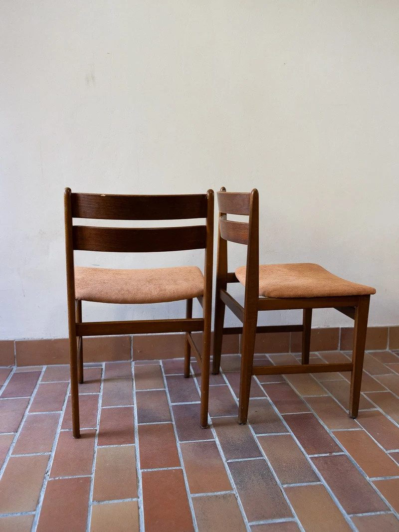 Alma, la paire de chaises au tissu corail N°1794