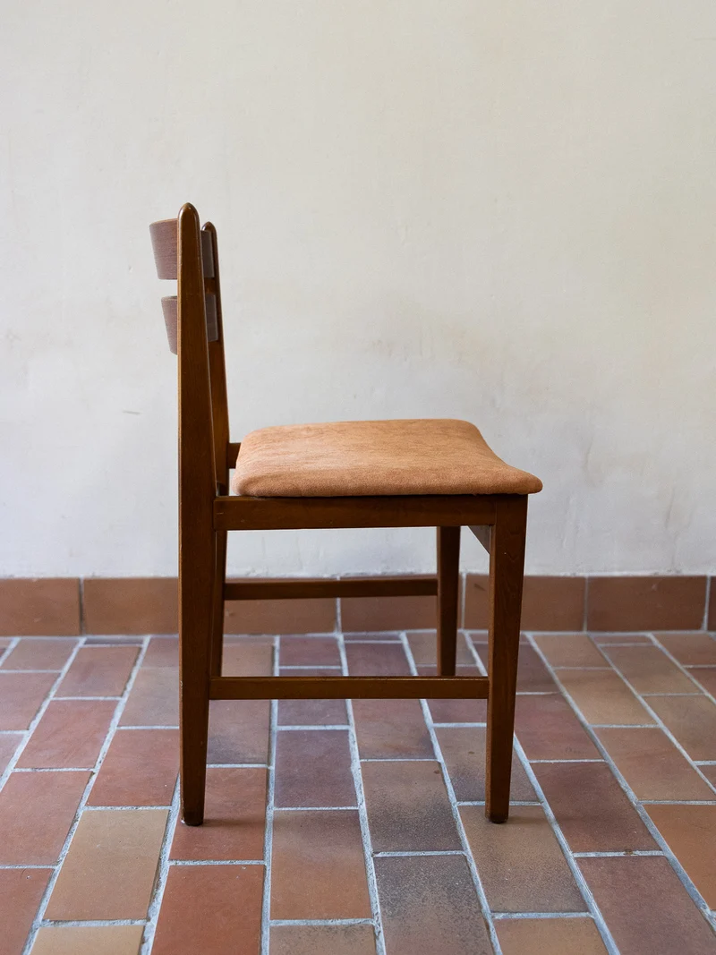 Alma, la paire de chaises au tissu corail N°1794