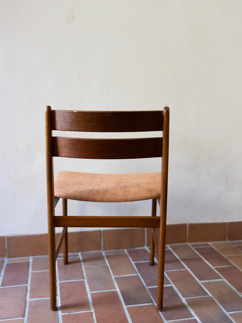 Alma, la paire de chaises au tissu corail N°1794