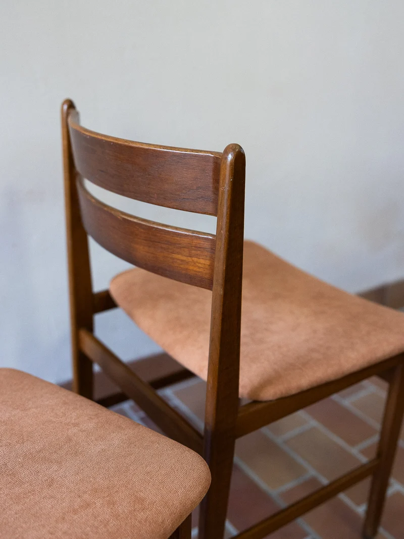 Alma, la paire de chaises au tissu corail N°1794