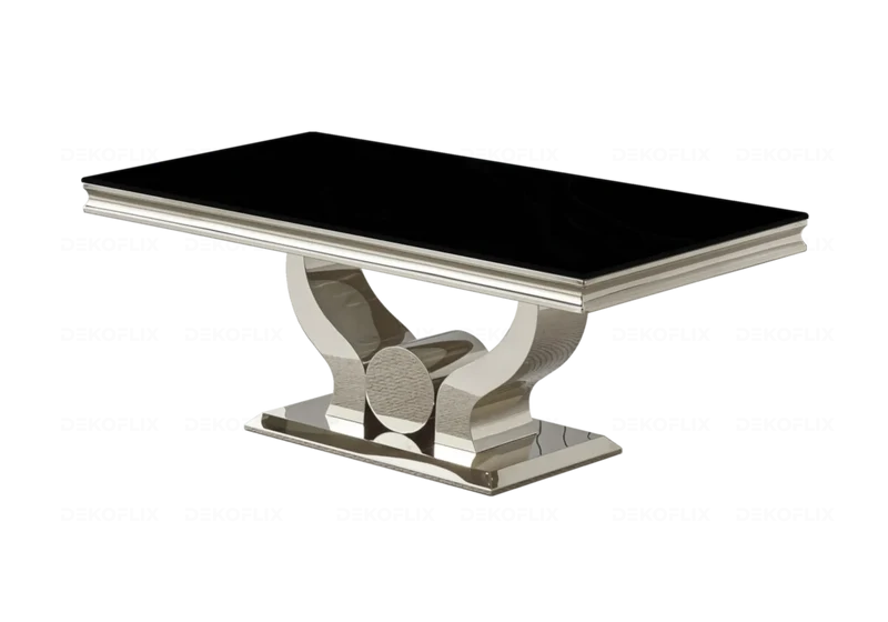 Salle à manger complète verre noir argent – Omega