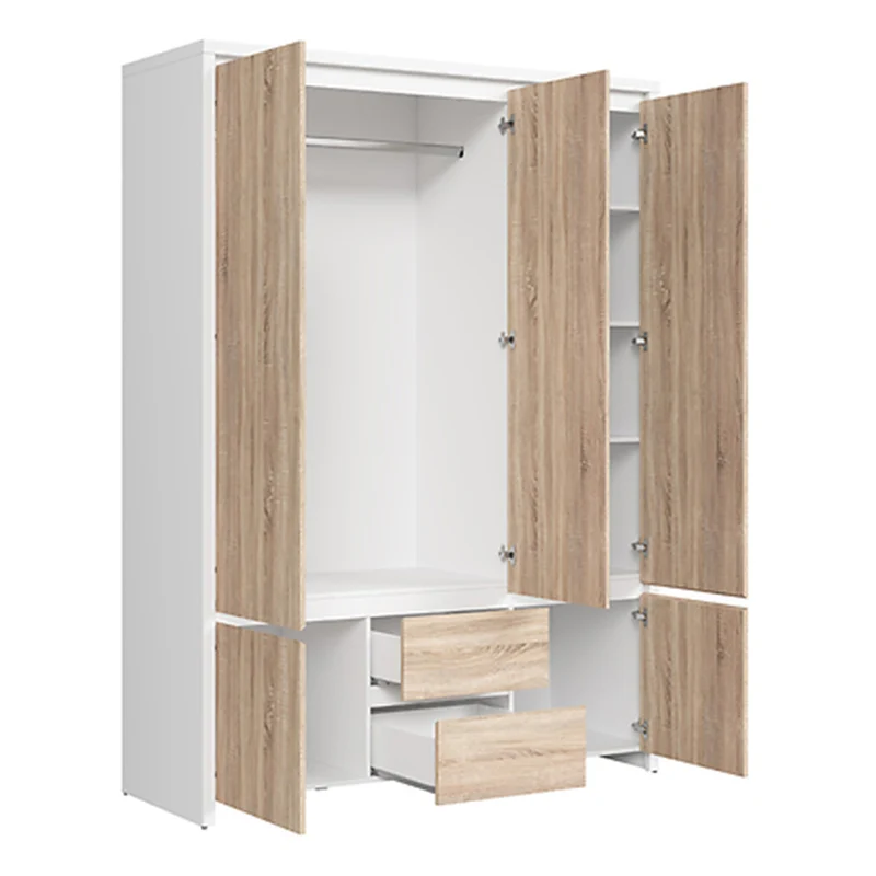Armoire 3 portes Soren Blanc et Bois