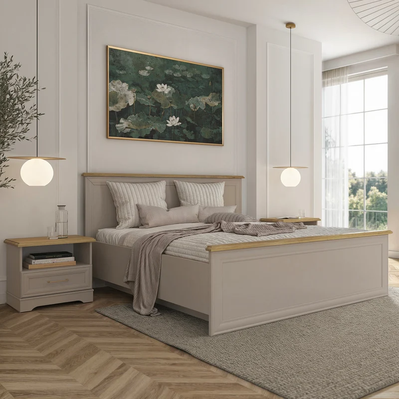Lit coffre 160x200 sommier inclus Perle Cachemire