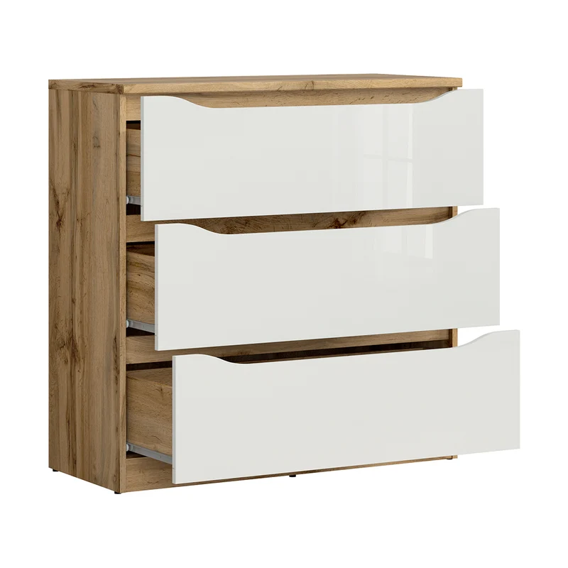 Commode 3 tiroirs June Blanc et Bois