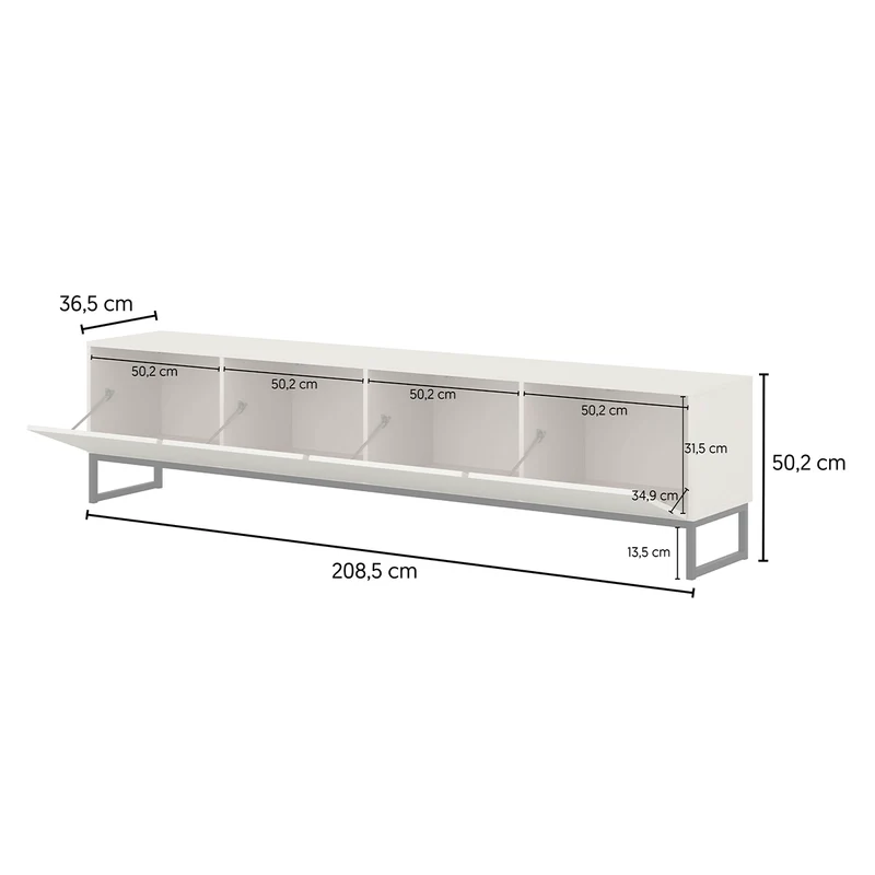 Meuble TV 4 portes 209 cm Loa Bois