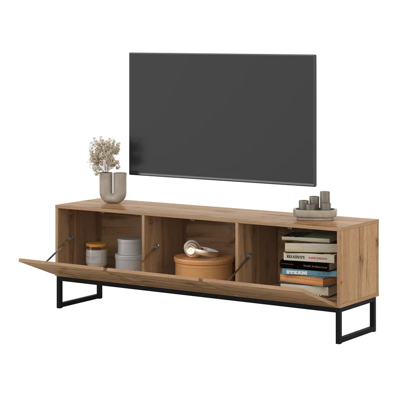 Meuble TV 3 portes 157 cm Loa Bois