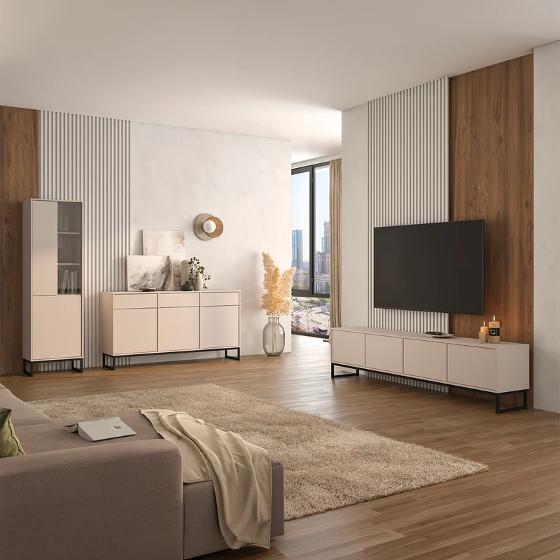 Meuble TV 4 portes 209 cm Loa Cachemire