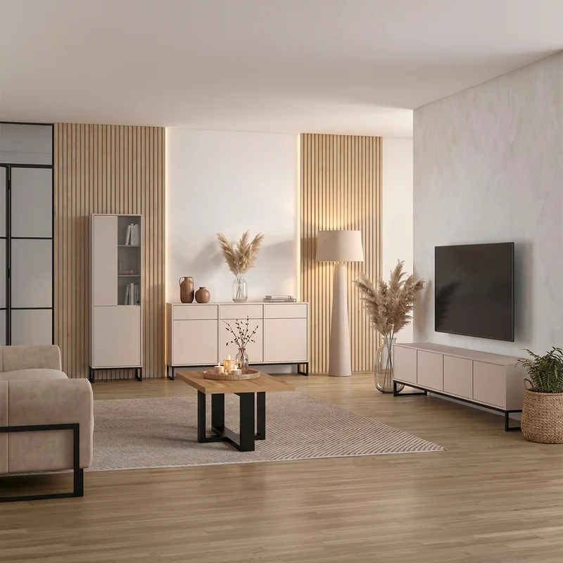 Meuble TV 4 portes 209 cm Loa Cachemire
