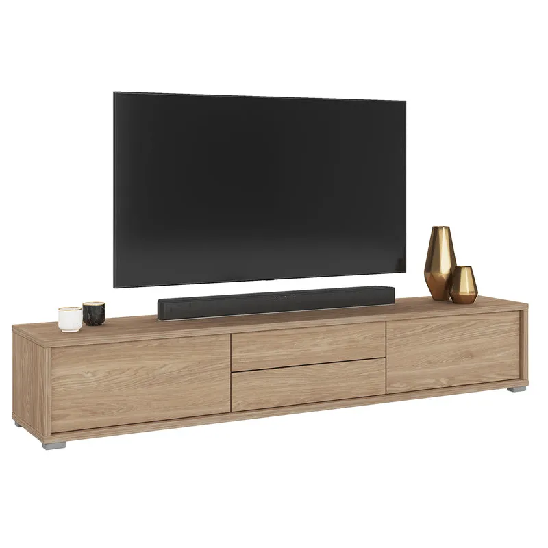 Meuble TV mural 2 portes 2 tiroirs 180 cm Idra Bois