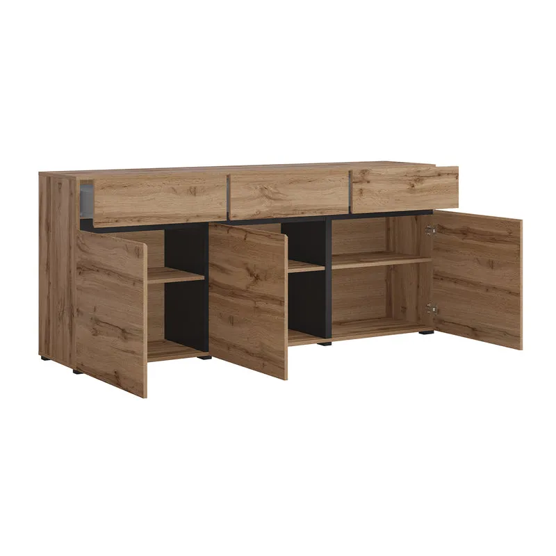 Buffet 3 portes 3 tiroirs Lilia Bois