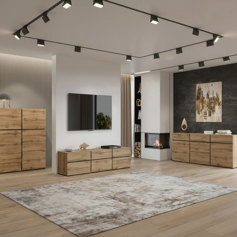 Meuble TV 3 portes 180 cm Lilia Bois