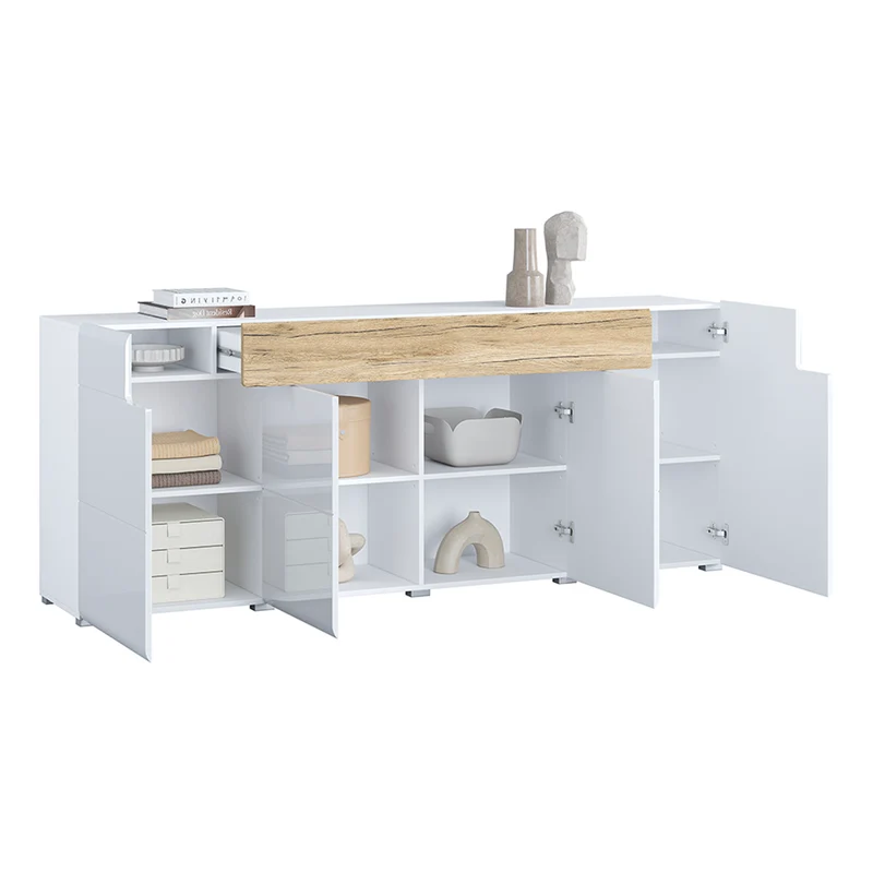 Buffet 4 portes 1 tiroir Jules Blanc et Bois