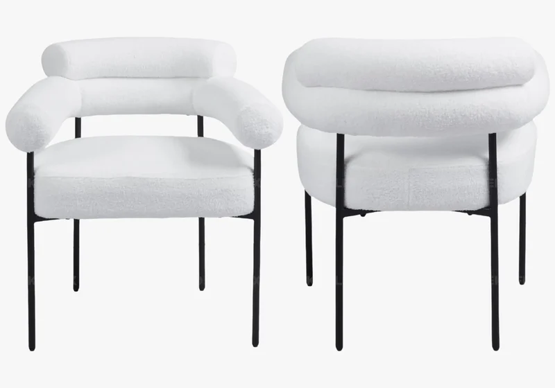 Table marbre céramique et chaises doudou blanc - Elio