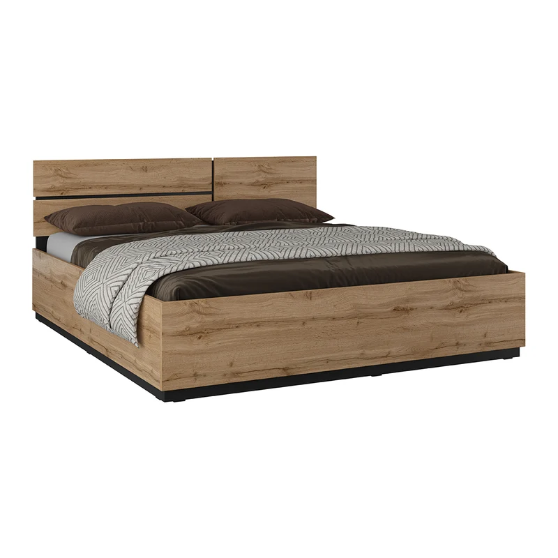 Lit coffre 180x200 sommier inclus Lilia Bois