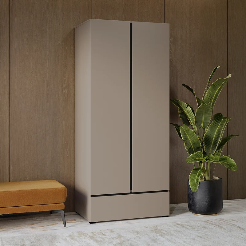 Armoire 2 portes 1 tiroir Lilia Taupe