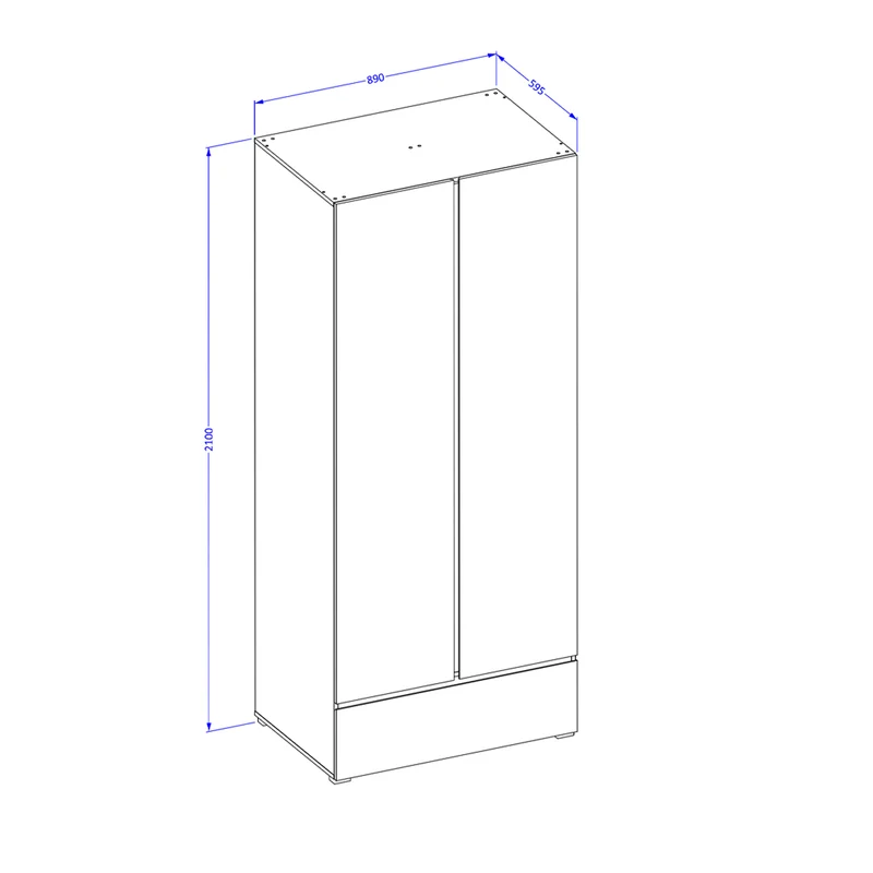 Armoire 2 portes 1 tiroir Lilia Taupe