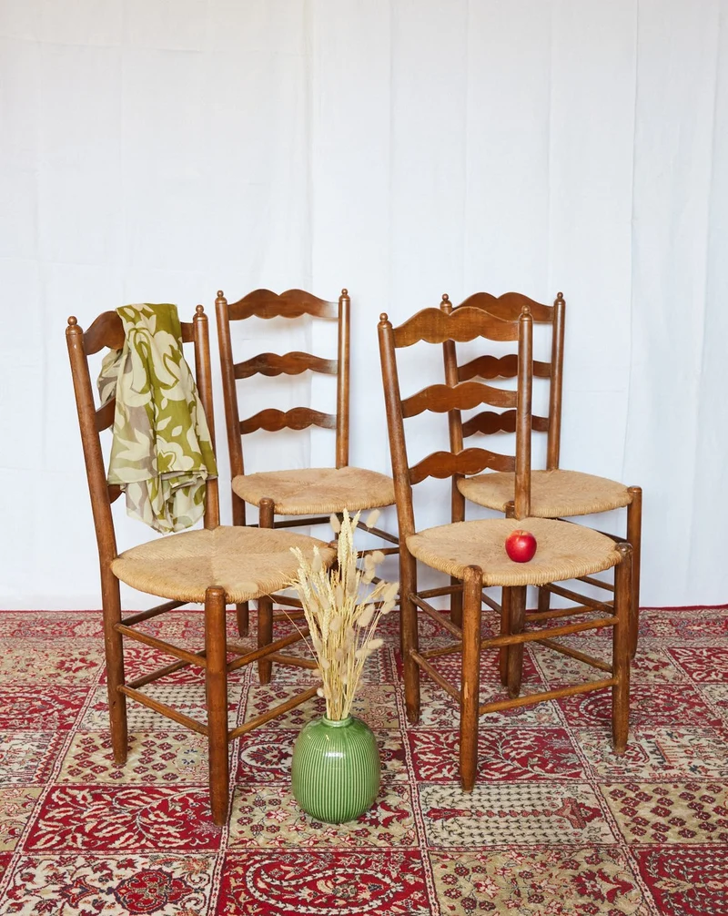 Claude, le lot de 4 chaises en paille N°1433