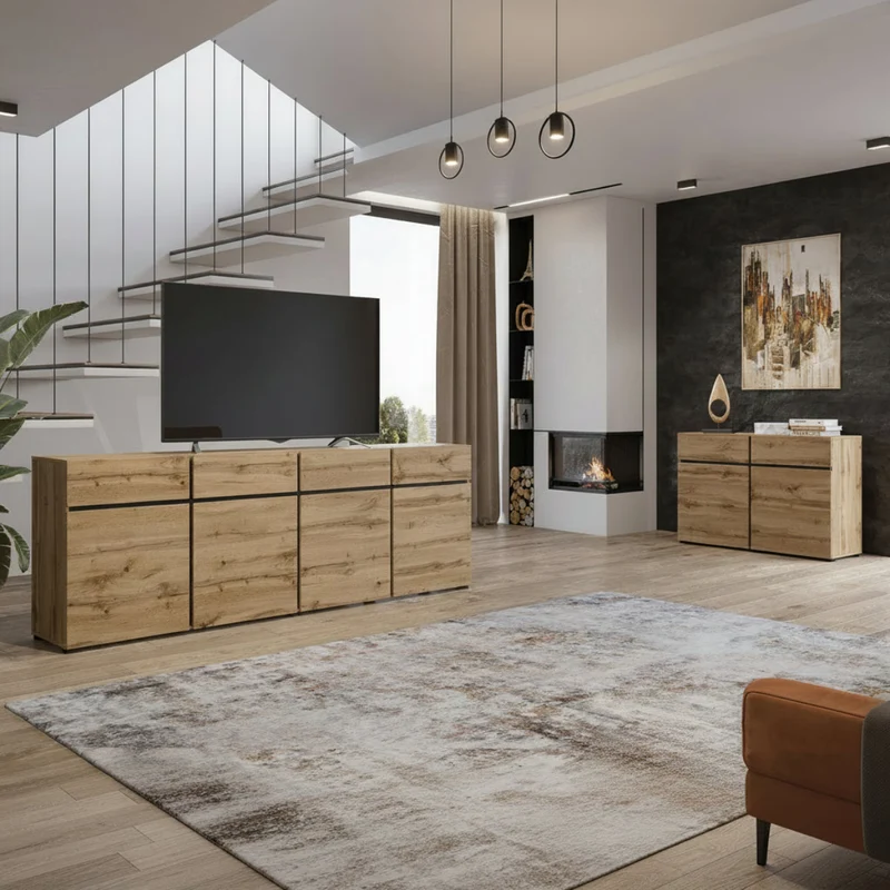 Buffet 2 portes 2 tiroirs Lilia Bois