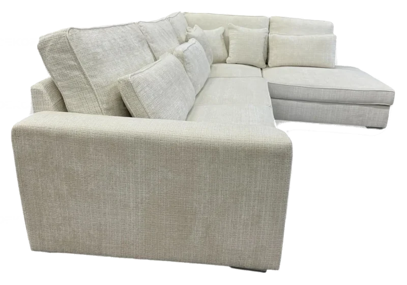 Canapé angle moderne tissu blanc - Ales