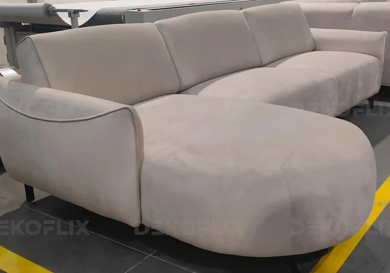 Canapé angle moderne velours beige - Suny