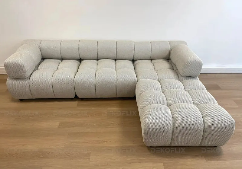 Canapé angle modulable tissu beige - Alen