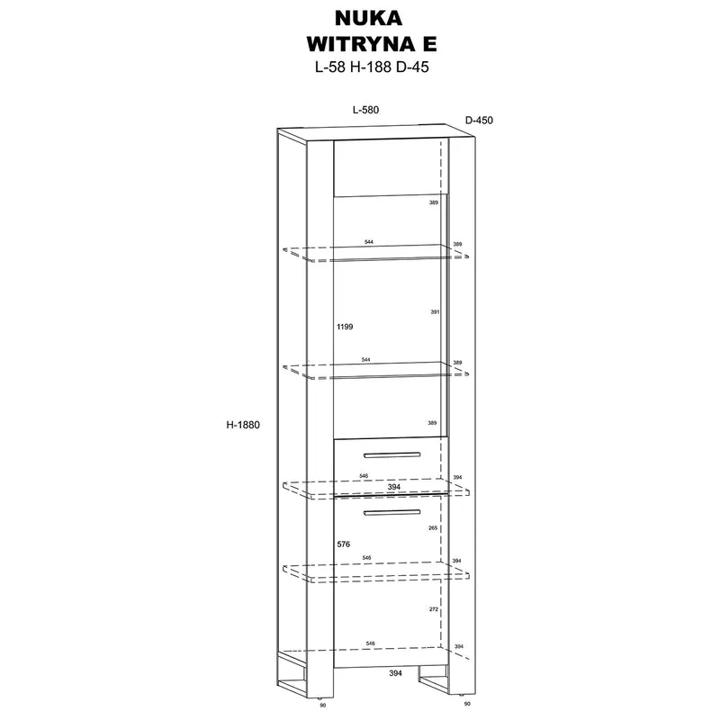 Vitrine 1 porte Nouka Bois et Noir