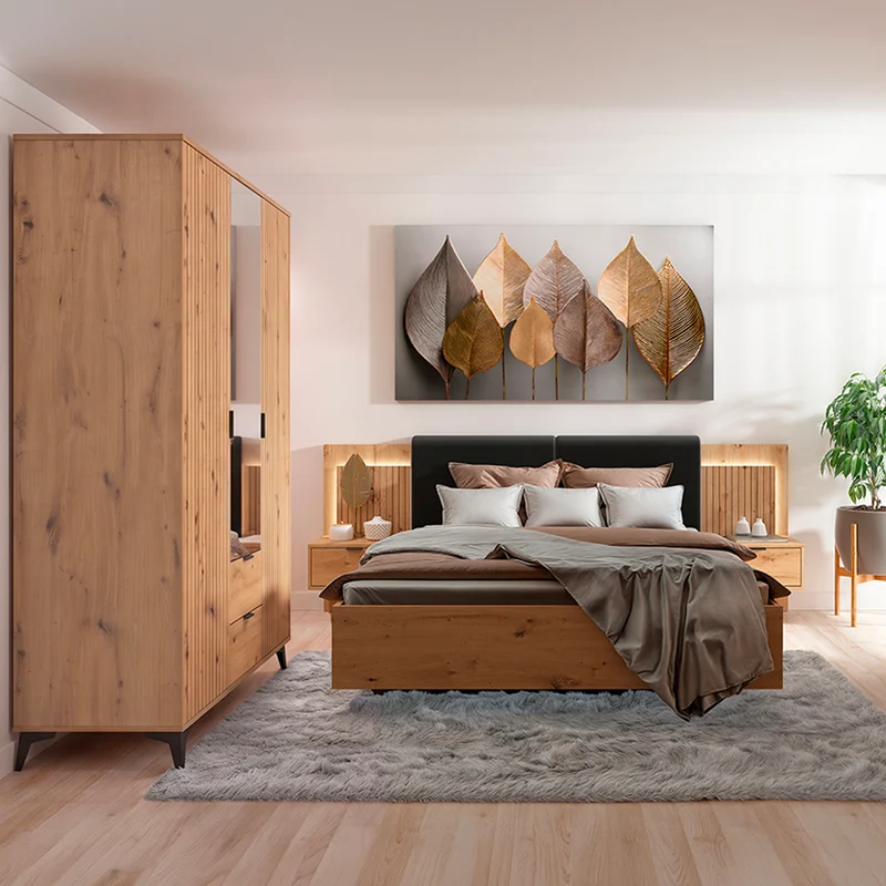 Armoire 3 portes 2 tiroirs Mao Bois