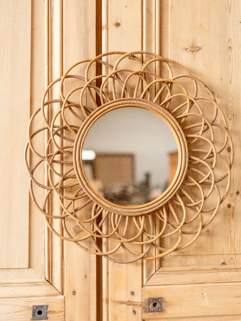 Georges, le miroir soleil en rotin N°1357