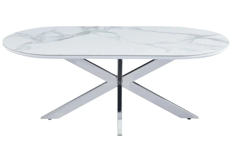 Table basse dorée céramique marbre blanc - Ruis