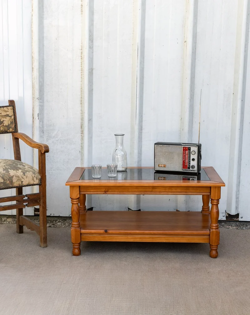 Léonie, la table basse en verre et bois N°1109