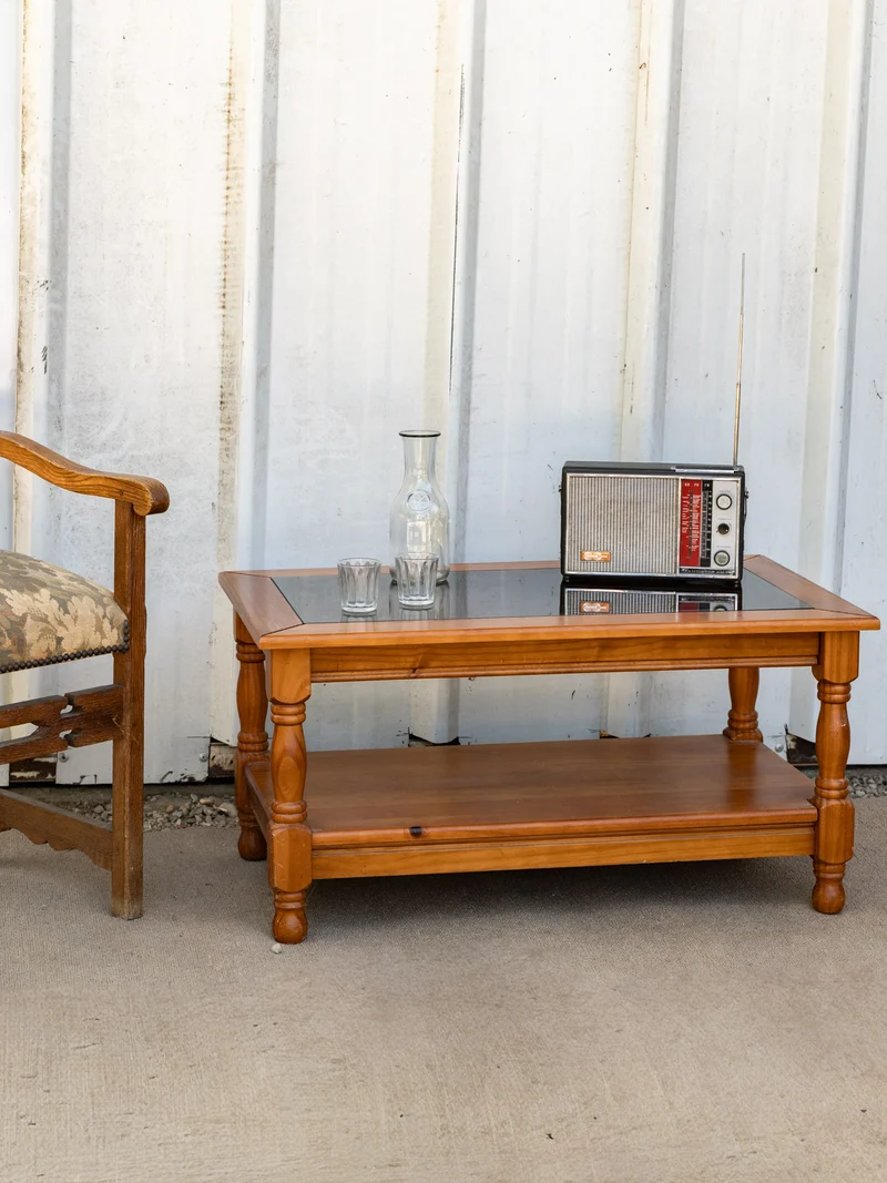 Léonie, la table basse en verre et bois N°1109