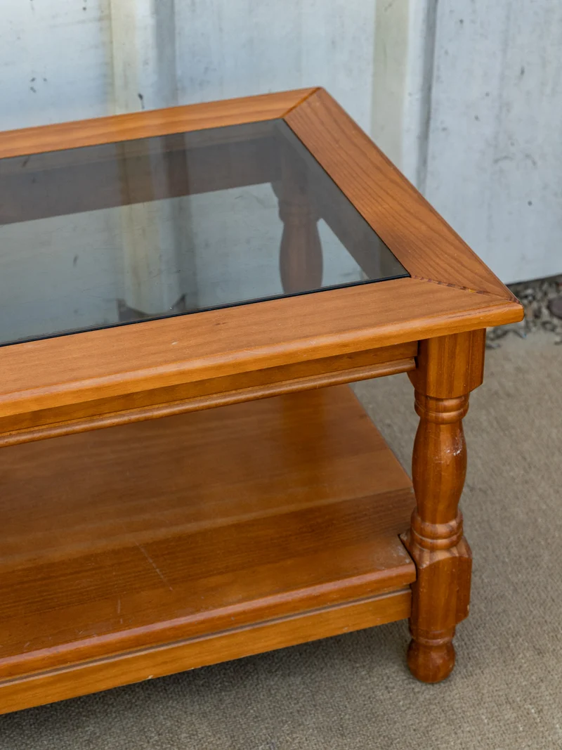Léonie, la table basse en verre et bois N°1109