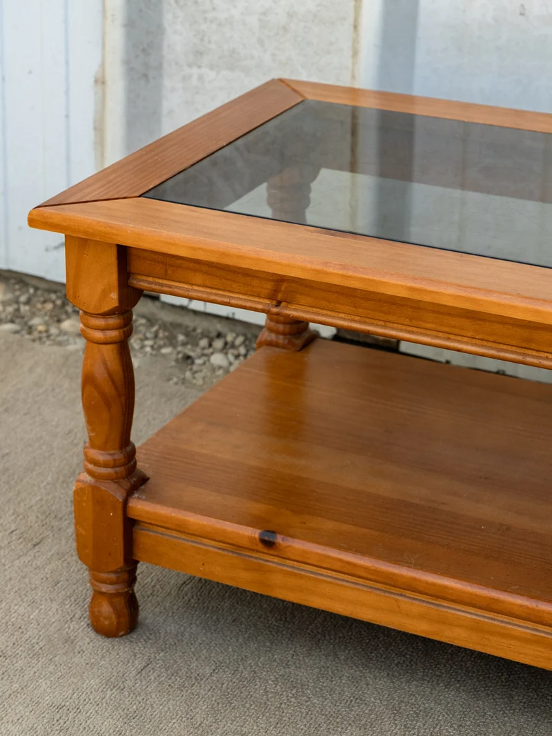 Léonie, la table basse en verre et bois N°1109