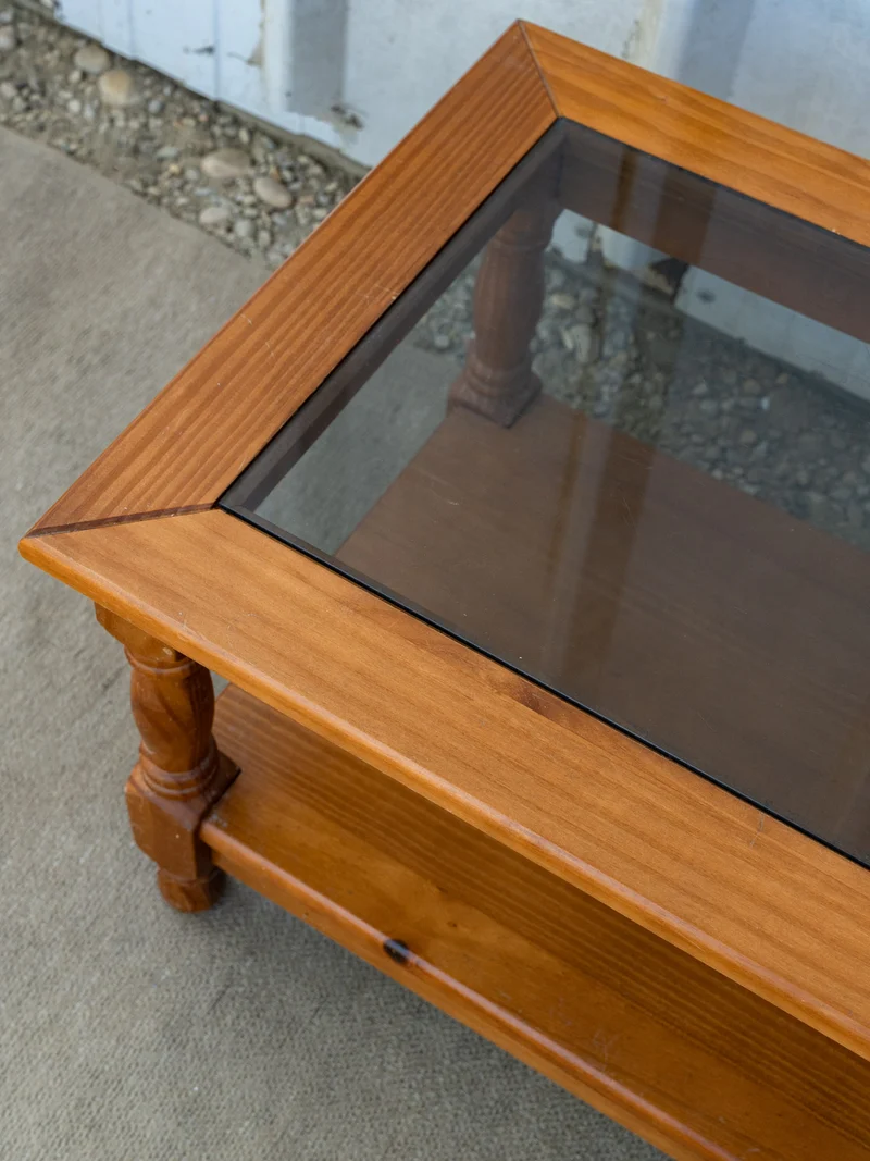 Léonie, la table basse en verre et bois N°1109