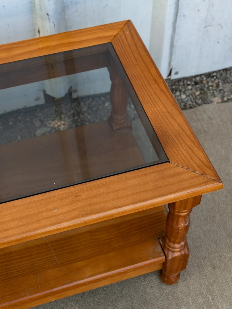 Léonie, la table basse en verre et bois N°1109