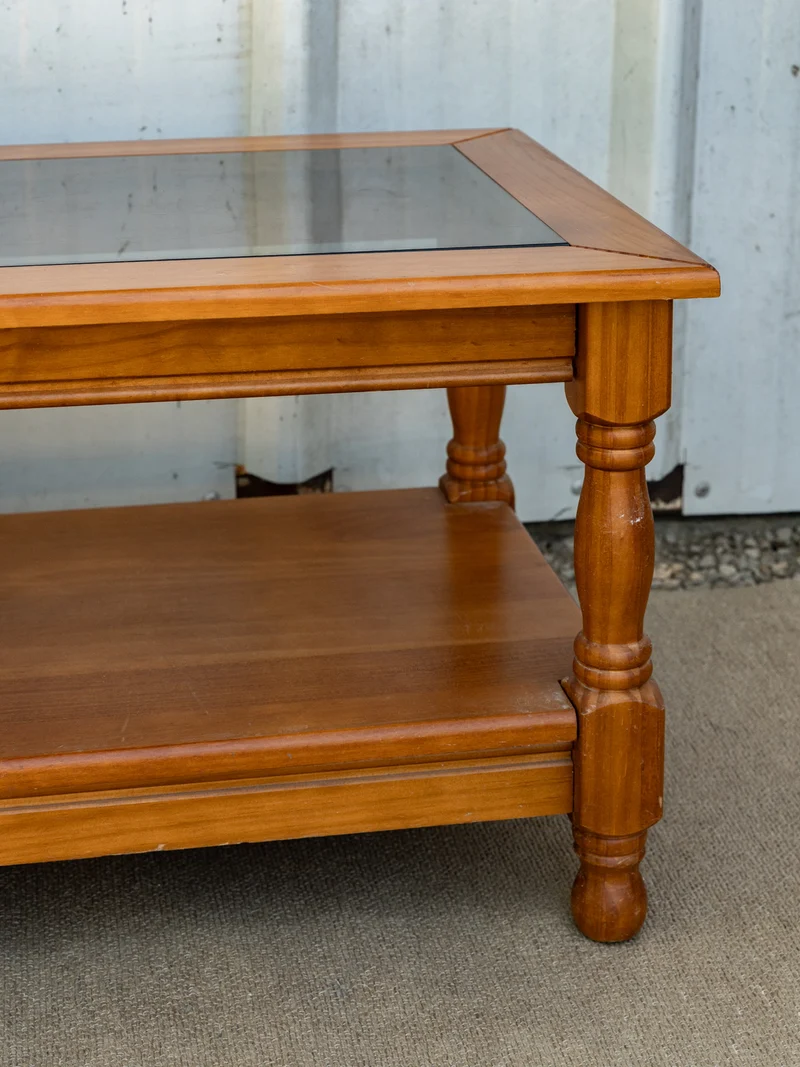 Léonie, la table basse en verre et bois N°1109