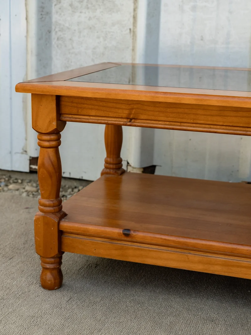 Léonie, la table basse en verre et bois N°1109