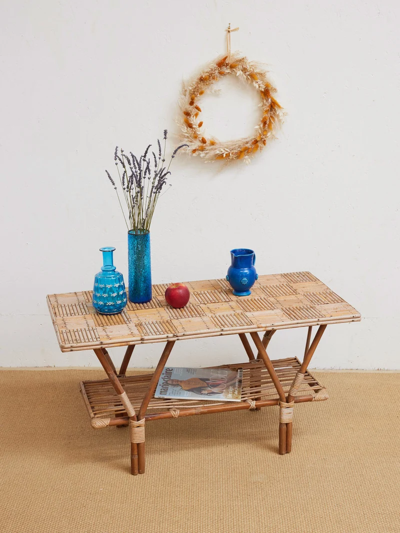 Léonie, la table basse en rotin N°1106