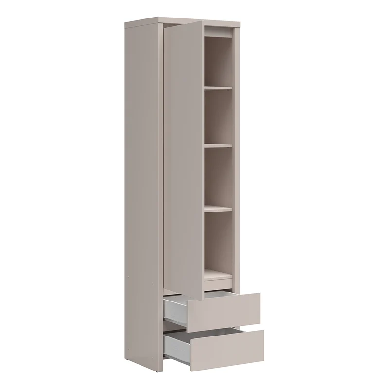 Armoire colonne 1 porte 2 tiroirs Soren Cachemire