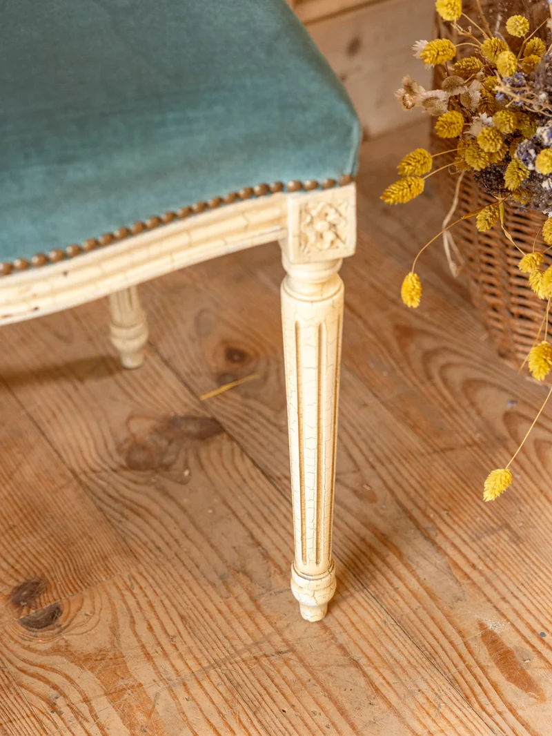 Claude, le lot de 6 chaises en bois et tissu bleu N°1463