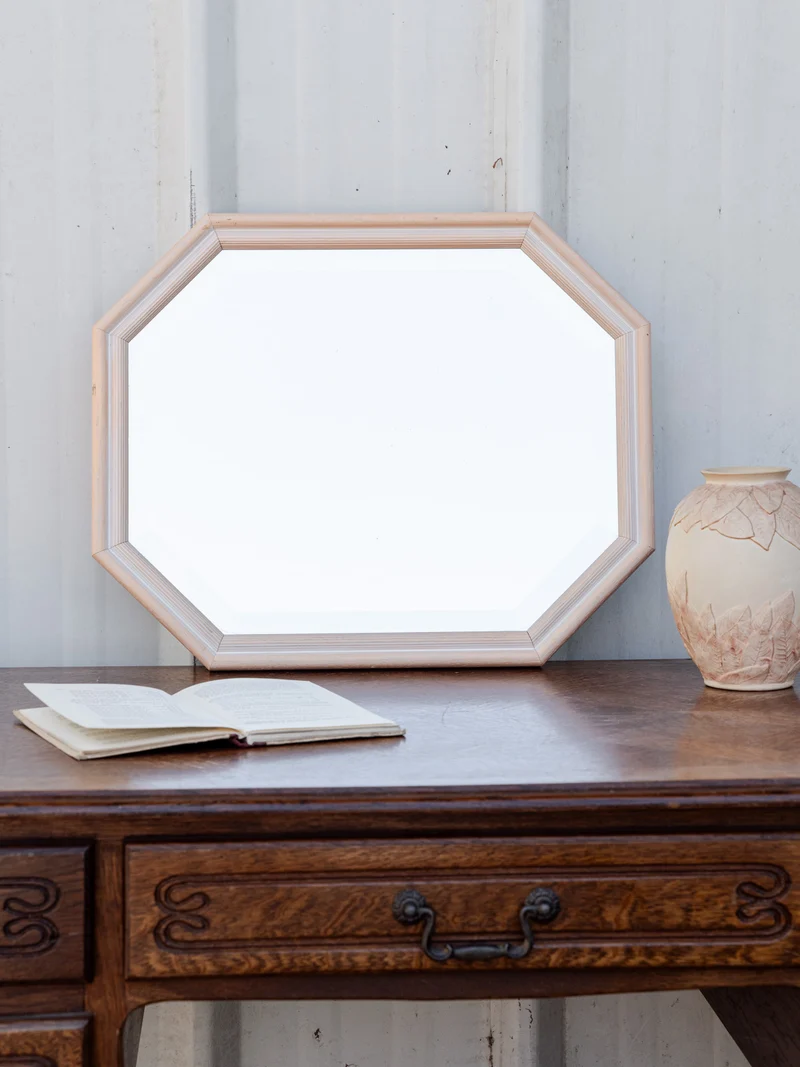 Georges, le miroir octogonal en bois beige nude N°1360